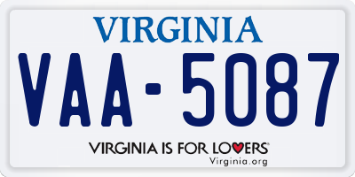 VA license plate VAA5087