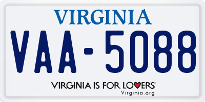 VA license plate VAA5088