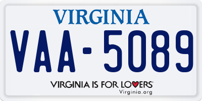 VA license plate VAA5089