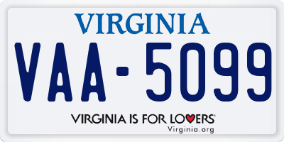 VA license plate VAA5099