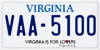 VA license plate VAA5100