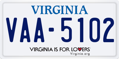 VA license plate VAA5102