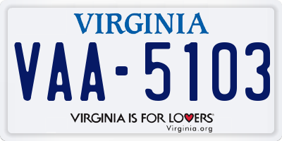 VA license plate VAA5103