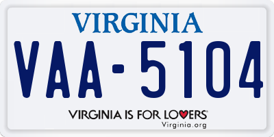 VA license plate VAA5104