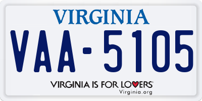 VA license plate VAA5105