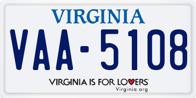 VA license plate VAA5108