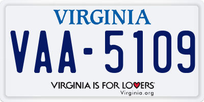VA license plate VAA5109