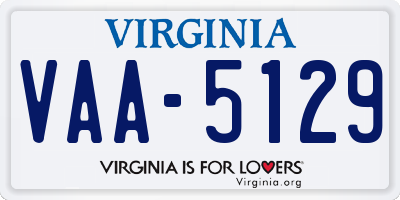 VA license plate VAA5129