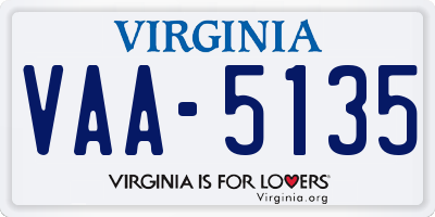 VA license plate VAA5135