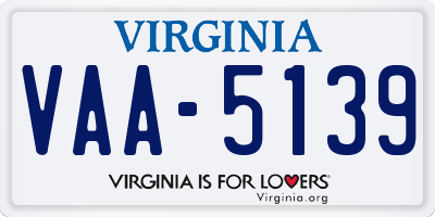 VA license plate VAA5139