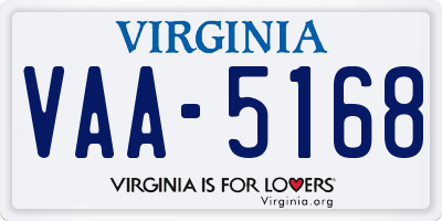 VA license plate VAA5168