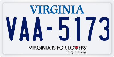 VA license plate VAA5173