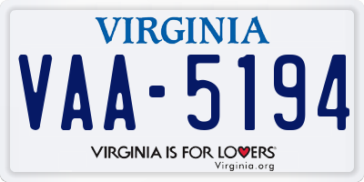 VA license plate VAA5194