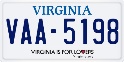 VA license plate VAA5198