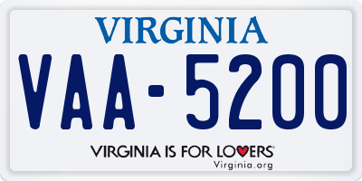 VA license plate VAA5200