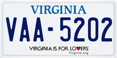 VA license plate VAA5202