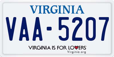 VA license plate VAA5207