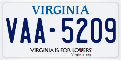 VA license plate VAA5209