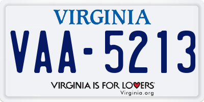 VA license plate VAA5213