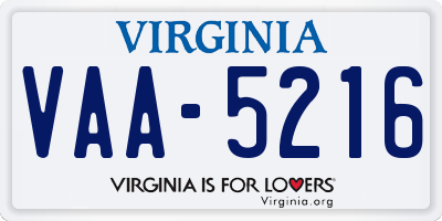 VA license plate VAA5216