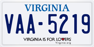 VA license plate VAA5219