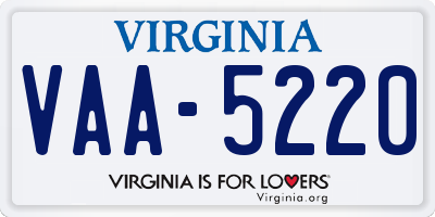 VA license plate VAA5220