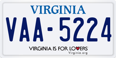 VA license plate VAA5224