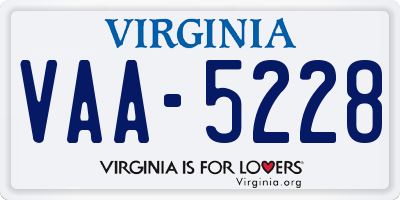 VA license plate VAA5228