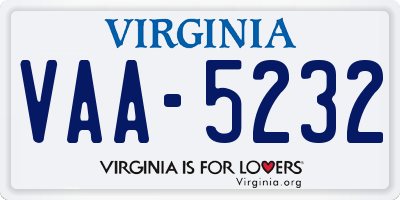 VA license plate VAA5232