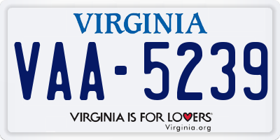 VA license plate VAA5239