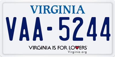 VA license plate VAA5244