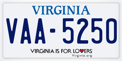 VA license plate VAA5250