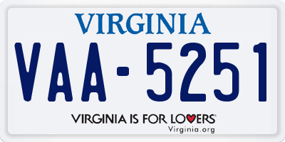 VA license plate VAA5251