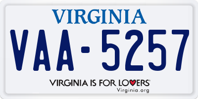 VA license plate VAA5257