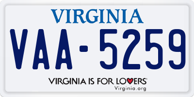 VA license plate VAA5259