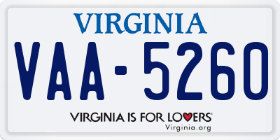 VA license plate VAA5260