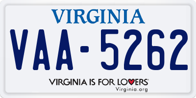 VA license plate VAA5262