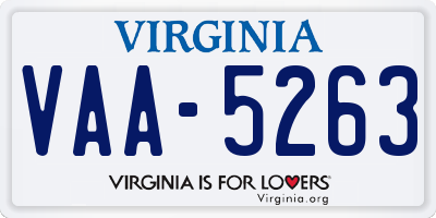 VA license plate VAA5263