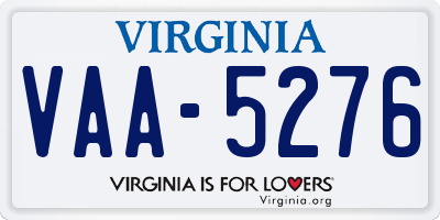 VA license plate VAA5276