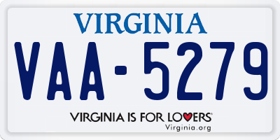 VA license plate VAA5279