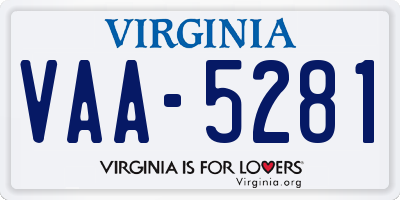 VA license plate VAA5281