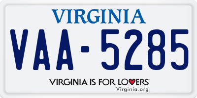 VA license plate VAA5285