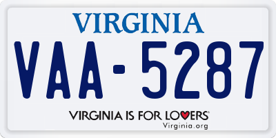 VA license plate VAA5287