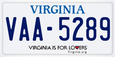 VA license plate VAA5289