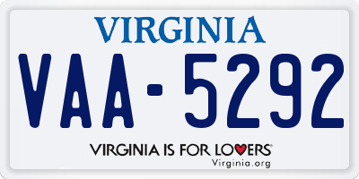 VA license plate VAA5292