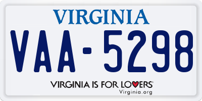 VA license plate VAA5298