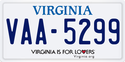 VA license plate VAA5299