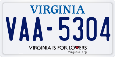 VA license plate VAA5304