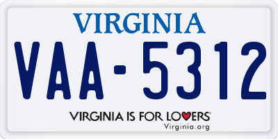 VA license plate VAA5312