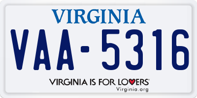 VA license plate VAA5316